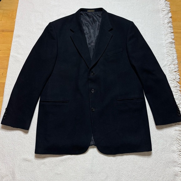 VTG Oscar De La Renta Men’s Wool  Cashmere Black Sports Coat Blazer 48L - Picture 2 of 8